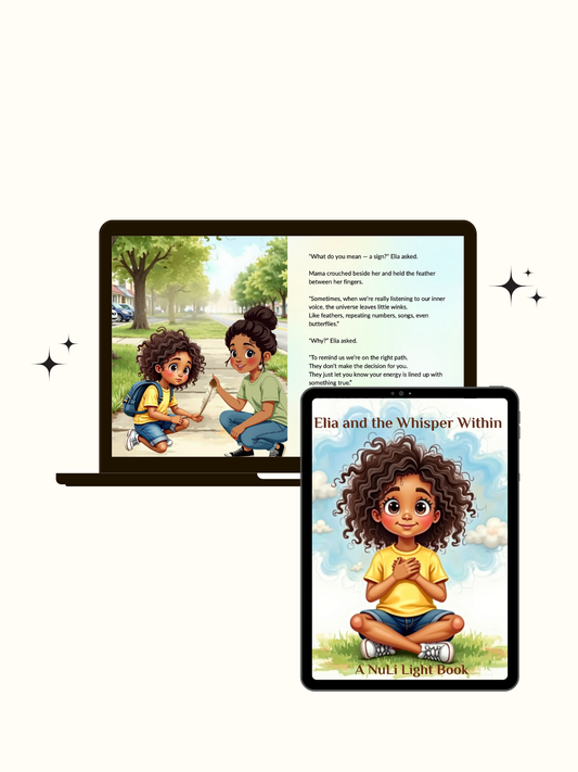 Digital intuition storybook on laptop + tablet; helps kids trust inner guidance, build confidence; mindfulness for kids ages 5–12.
