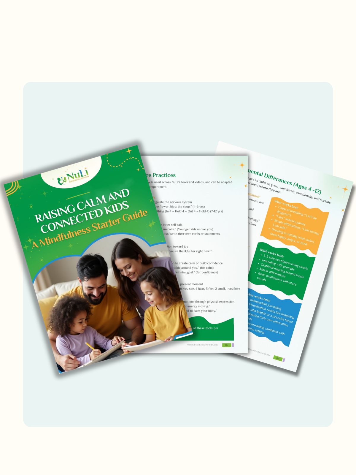 Printable pages from Mindfulness Starter Guide for Parents — emotional regulation visuals and mindful parenting routines for calm, connected families.